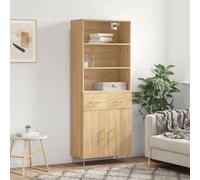 Highboard Sonoma Oak 69.5x34x180cm Engineered Wood with Gold Iron Legs stylish.