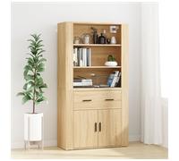 Highboard Sonoma Oak 80x33x150cm Engineered Wood 2-Door Drawer Modern Storage