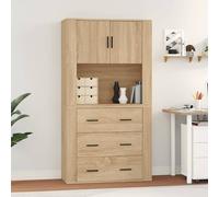 Highboard Sonoma Oak 80x33x150cm Engineered Wood 2 Doors 1 Drawer Modern Storage