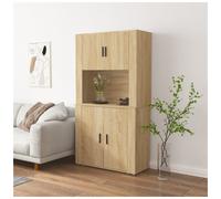 Highboard Sonoma Oak 80x33x150cm Engineered Wood 4-Door Minimalist Storage Unit