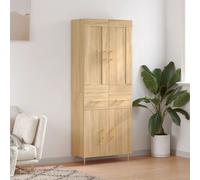 Highboard Sonoma Oak Engineered Wood 69.5x34x180 cm 4-Door Slim Gold Handles