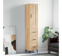 Highboard Sonoma Oak White 34.5x34x180cm Engineered Wood with Metal Feet 1piece