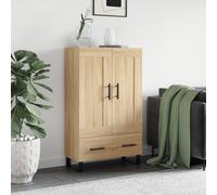Highboard Sonoma Oak/White 69.5x31x115 cm Engineered Wood Metal Storage Cabinet