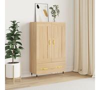 Highboard Sonoma Oak White 69.5x31x115 cm Engineered Wood Metal Storage Cupboard
