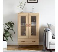 Highboard Sonoma Oak White 69.5x31x115cm Engineered Wood Metal Glass Storage Eco