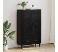 Highboard Storage Cabinet Black Oak 69.5x31x115cm Engineered Wood Drawer Matte.