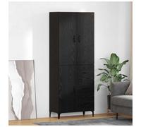 Highboard Storage Cabinet Black Oak 69.5x34x180cm Engineered Wood 2 Doors Drawer