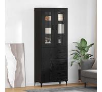 Highboard Storage Cabinet Black Oak 69.5x34x180cm Engineered Wood Drawer Modern