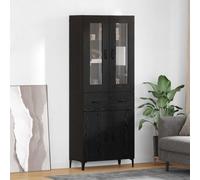 Highboard Storage Cabinet Black Oak 69.5x34x180cm Engineered Wood Wall-mounted