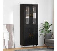 Highboard Storage Cabinet Black Oak Engineered Wood 69.5 x 34 x 180 cm 4-Door XL