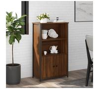 Highboard Storage Cabinet Brown Oak 62x36x121.5cm Engineered Wood Metal 2 Doors