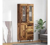 Highboard Storage Cabinet Old Wood 69.5x34x180 cm Engineered Wood Tall 3 Drawers