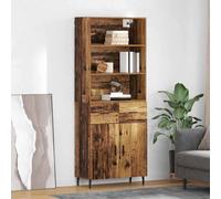 Highboard Storage Cabinet Old Wood Engineered Wood & Glass 2-door 69.5x34x180cm