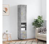 Highboard Storage Cupboard Concrete Grey 34.5x34x180 cm Engineered Wood