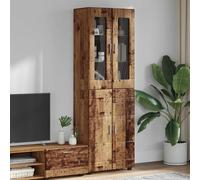 Highboard Tall Cabinet Old Wood 60x35x182cm Engineered Wood Matte 4-Door 6-Shelf