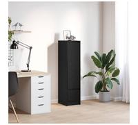 Highboard Tall Slim Storage Cabinet Black Oak 29.5x34x119.5cm Engineered Wood1D