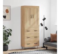 Highboard Tall Sonoma Oak 69.5x34x180cm Engineered Wood Cabinet with Metal Feet