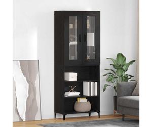 Highboard Wall Mount Storage Cabinet Black Oak 69.5x34x180cm Engineered Wood