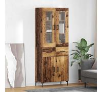 Highboard Wall-Mounted 69.5x34x180cm Old Wood Engineered Wood 2 Drawers 4 Glass