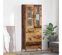 Highboard wall-mounted 69.5x34x180cm Old Wood engineered wood 3 drawers 2 glass