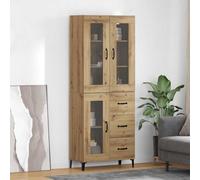 Highboard wall-mounted artisan oak 69.5x34x180cm engineered wood 2 doors drawer
