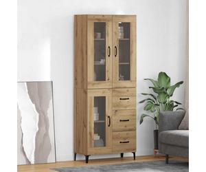 Highboard wall-mounted artisan oak 69.5x34x180cm engineered wood 2 doors drawer