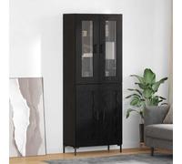 Highboard Wall-Mounted Black Oak 69.5x34x180cm Engineered Wood 2 Doors w/ Drawer