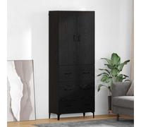 Highboard Wall-Mounted Black Oak Engineered Wood 69.5x34x180cm 1 Drawer & 1 Door