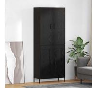 Highboard Wall-Mounted Black Oak Modern Engineered Wood 69.5x34x180cm XL 2 Doors