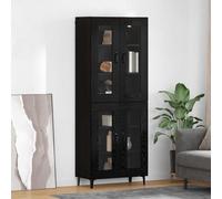 Highboard Storage Cabinet Old Wood 69.5x34x180cm Engineered Wood Wall-Mount 2dr
