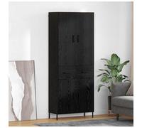 Highboard Wall-Mounted Floating 69.5x34x180cm Black Oak Engineered Wood 2-doors