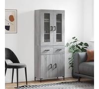 Highboard Wall-Mounted Grey Sonoma 69.5x34x180 cm Engineered Wood 2-Door Drawer