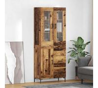 Highboard Wall-Mounted Old Wood 69.5x34x180cm Engineered Wood 3 Glass Doors tall