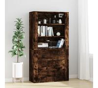 Highboard Wall-Mounted Smoked Oak 80x33x80cm Engineered Wood Storage for Hall UK