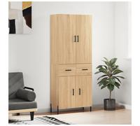 Highboard Wall-Mounted Sonoma Oak 69.5x34x180cm Engineered Wood 2-Door Floating
