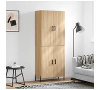 Highboard Wall-Mounted Sonoma Oak 69.5x34x180cm Engineered Wood 2-Door for Home