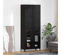 Highboard wall-mounted storage cabinet 2 doors Black oak 69.5x34x180cm eng wood