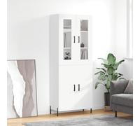 Highboard Wall-Mounted White 2-Door Engineered Wood Storage 69.5x34x180 cm Slim