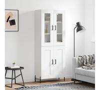 Highboard Wall-Mounted White Engineered Wood 2-Door 69.5x34x180cm Storage Modern