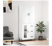 Highboard Wall-Mounted White Engineered Wood 69.5x34x180 cm 2-Door Modern Narrow