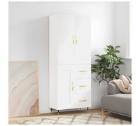 Highboard Wall-Mounted White Engineered Wood 69.5x34x180cm 2-Door Storage Modern