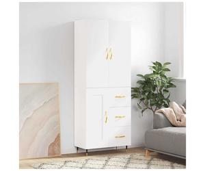 Highboard Wall-Mounted White Engineered Wood 69.5x34x180cm 2-Door Storage Modern