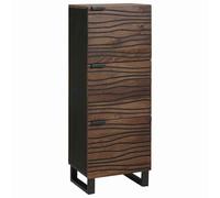 Highboard Walnut Solid Mango Wood 40x33x110cm Rustic 3-Door Storage for Entryway