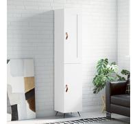 Highboard White 34.5x34x180 cm Engineered Wood Cabinet with Metal Feet Slim Tall