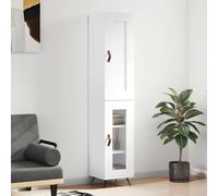 Highboard White 34.5x34x180 cm Engineered Wood Storage Cabinet Modern Slim Tall