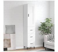 Highboard White 34.5x34x180cm Engineered Wood with Drawer & Metal Legs Stylish+