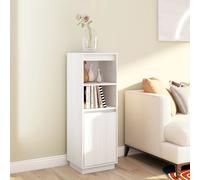 Highboard White 37x34x110 cm Solid Pinewood Slim Tall Storage Cabinet Untreated