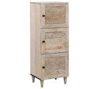 Highboard White 40x33x110cm Solid Mango Wood 3 Shelves StorageUnit forDiningRoom
