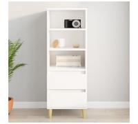 Highboard White 40x36x110 cm Engineered Wood Eucalyptus Feet 3 Shelves 2 Drawers