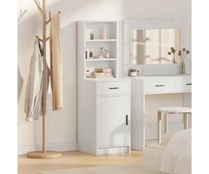 Highboard White 40x40.5x135 cm Engineered Wood 1 Drawer 1 Door ModernMatteFinish